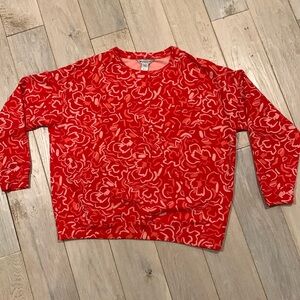 Athleta red print crew neck sweatshirt super soft stretchy fit women Medium